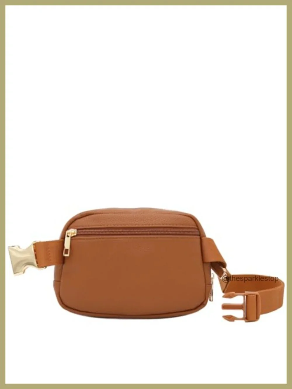 Faux Leather Belt Bag Fanny Pack with Gold Hardware Adjustable Waist